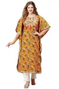 Generic Style Collection Kaftan Kurti for Women | Rayon Kaftan Dress | Printed Kaftan Kurtas for Women Ladies | (Multicolour, XL)