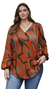 NG NIROMIKA Viscose Rayon Abstract Pattern Top for Women | A Line Tops | Summer Kurta | V-Neck Top | Short Kurti for Women| Full Sleeves |