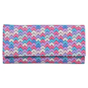 ShopMantra Wallet for Women's |Clutch |Vegan Leather | Holds Upto 11 Cards 1 ID Slot | 2 Notes & 1 Coin Compartment | Magnetic Closure|Multicolor (Pink-Blue)