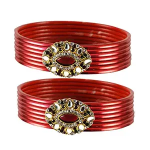 MAYA FASHION Red Stone Brass Bangle Elegant Extra Large Size Bangle | Perfect Fit for Plus Size banglesTrendy and Comfortable Fit for woman and girls | (Sku-ban1919)