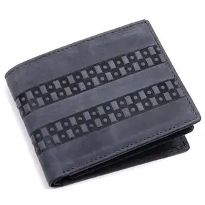 MEHZIN Men Formal Hunter Blue Genuine Leather RFID Wallet (8 Card Slots) Style-158