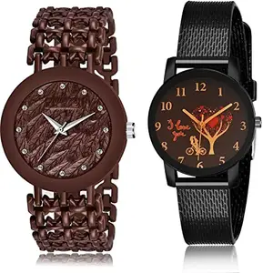 NEUTRON Rich Analog Brown and Black Color Dial Women Watch - G569-G531 (Pack of 2)