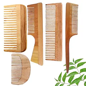 DAUMI Ayurvedic Neem Wood Anti Dandruff Hair Comb (pack of 5) Natural & Eco-Friendly | Hair Styling Comb with Fine & Wide Teeth Comb | Made in India For Men & Women