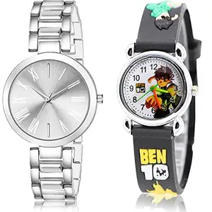 NEUTRON Heart Analog Silver and White Color Dial Women Watch - G605-GC87 (Pack of 2)