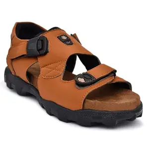 SHOE FIZZZ Men's Tan Synthetic Leather Outdoor Sandal - 8 UK