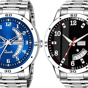 Day n Date Men Stylish Analog Latest Watches Combo - Set of 2 - SLV-4-SLV-7