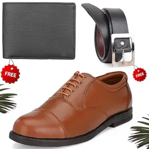 Unique Trendy Formal Shoes/Party Shoes/Shoes Combo with Free Wallet & Belt for Men and Boys (BAZAAR5329_VTOR-BLK-1010) Multicolor