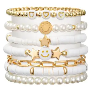 Shining Diva Fashion Latest Stylish Multilayer Boho Bohemian Bangle Bracelet for Women and Girls (rrsd15877b)(White)