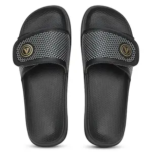 Aqualite Men SLIDER-01 Slipper, Black/Gold, 8 UK/India