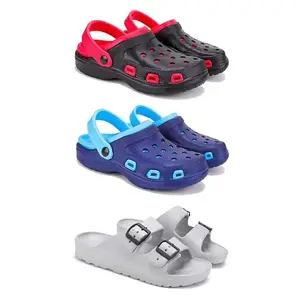 Lightweight Classic Clogs || Sandals with Slider Adjustable Back Strap for Men-Combo(3)-3017-3019-3114-9 Grey-6264