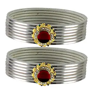 MAYA FASHION White Stone Brass Bangle Elegant Extra Large Size Bangle | Perfect Fit for Plus Size banglesTrendy and Comfortable Fit for woman and girls | (Sku-ban1915)