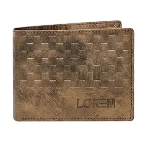 Pratiksha Brown 3D Emboss Square Bi-Fold Premium Faux Leather 3 ATM Card Slots Wallet for Men WL36-B