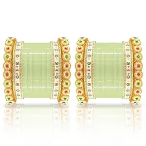 BANGLESKART Bridal Punjabi Chuda Set for Women's and Girl's (Set of 1 (Pista, 2.6)