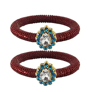 MAYA FASHION Maroon Stone Brass Bangle With Very Extra Large Size Elegant Extra Large Size Bangle | Perfect Fit for Plus Size banglesTrendy and Comfortable Fit for woman and girls | (Sku-ban2135)