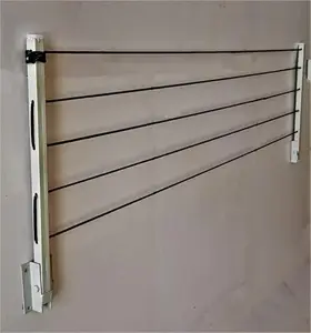 Limpolex Hanger for Cloth Drying Wall Mount Cloth Dryer Stand, 5 Tier Cloth Drying Rack White, Metal, for Balcony CLTHNGR25