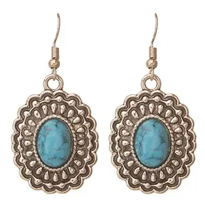 High Trendz Tibetan German Silver Traditional Gem Stone Ethnic Dangle And Drop Earrings For Women And Girls