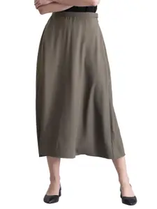 Visit the FableStreet Store FableStreet Women's Polyester A Line Midi Skirt (Olive) (28) (SK055OLIV-28)