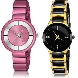 NEUTRON Analogue Analog Pink and Black Color Dial Women Watch - G634-G208 (Pack of 2)
