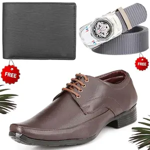 Modern Trendy Formal Shoes/Party Shoes/Shoes Combo with Free Wallet & Belt for Men and Boys (BAZAAR4942_VTOR-BLK-1005) Multicolor