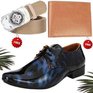 Fashionable Formal Shoes/Party Shoes/Shoes Combo with Free Wallet & Belt for Men and Boys (BAZAAR6015_RT-Tan-101) Multicolor
