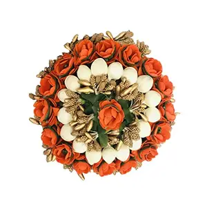 Arooman™ Full Juda Bun Hair Flower Gajra for Wedding & Party, Multi, 1 Pcs