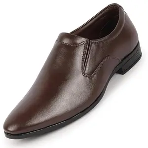 FAUSTO FST KI-702 BROWN-43 Men's Brown Formal Office Meeting Slip On Shoes (9 UK)