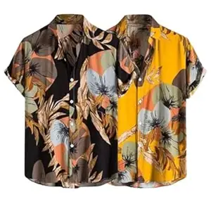 Leriya Fashion Men's Rayon Regular Fit Casual Shirt | Stylish | Printed| Formal|Solid Short Sleeve | Trendy | Summer-Button Down (Available in Plus Size)
