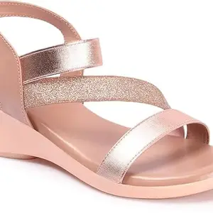 Picktoes PT-S106 Women's Pink Synthetic Leather Casual Heel Sandal