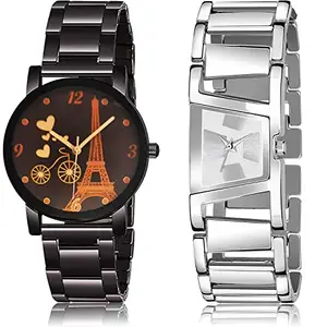 NEUTRON Rich Analog Black and Silver Color Dial Women Watch - GCPL10-G616 (Pack of 2)