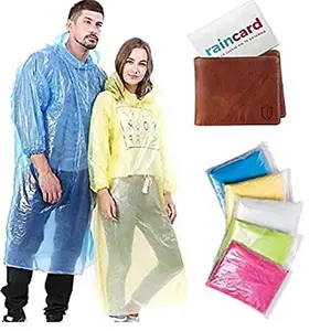 Woschmann-Credit Card Sized Raincoat for Unisex Reusable Rain Poncho, Rain Card, Rain Coat for Men, Women, Kids (Multicolor, Free Size)-Pack of 10