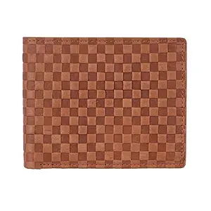 KARA Men Leather Tan Wallet Embossed Print Bifold Purse for Men