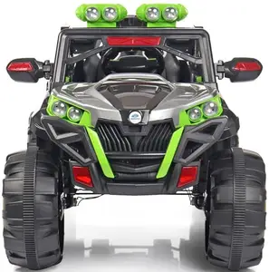 Miniature Mart Kids 4x4 Battery Operated Ride on 5 Motors 12v Big Size Jeep with Swing/Rocking with Remote & Mobile App Control | 1 Year Warranty | Free Video Call Consultation (Silver/Green)