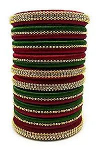 Siddhi Vinayak Collection Silk Thread Maroon and Green Bangle Set for Women (2.6)