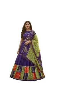 Women Cotton Silk Printed With Real Mirror Work Lehenga Choli For Women with Dupatta Set Semi-stitched Lehenga || Free Size Available