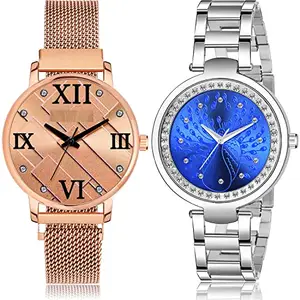 NEUTRON Collegian Analog Rose Gold and Blue Color Dial Women Watch - GM240-GM210 (Pack of 2)