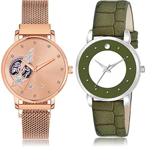 NEUTRON Designer Analog Rose Gold and Green Color Dial Women Watch - GM241-GM336 (Pack of 2)