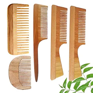DAUMI Ayurvedic Neem Wood Anti Dandruff Hair Comb (pack of 5) Natural & Eco-Friendly | Natural Hair Styling Comb with Fine & Wide Teeth Comb | Made in India For Men & Women