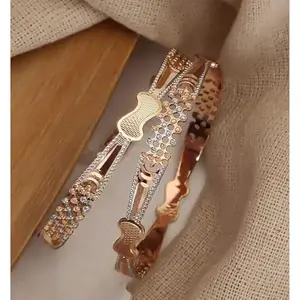 Rose Gold Brass Elite Fusion Bracelet/Bangles for Women | Non-Adjustable | Size 2.8 | 2 Pcs | B&B_2.8_6ry5uy