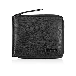 POLICE Drum New Mini Zip Around Men's Leather Wallet (Black)