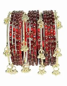Swara Creations Kashmiri Ghungroo glass Bangles set | Viral Raindrop Multi Set for Women and Girls | Set of 16 Pcs (SKU415)