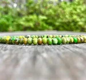 LKBEADS Natural Anhui Turquoise 6mm Rondelle Shape Smooth Cut Beads 7 inch Stretchable Bracelet for Men & Women.|STBR_RR_00717_7.0