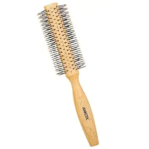 Ankita Round Wooden Hair Brush with Nylon Bristle|Brush With strong and Flexible Bristles|For Grooming, Straightening, Smoothing, Detangling Hair, Ideal for Men & Women (B39)