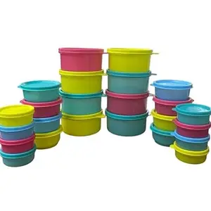 C.S.M CSM Plastic Pet Storage Boxes, Container Set of 24 (8x50ml, 8x100ml, 8x300ml), Multicolor, Air Tight, Kitchen Organiser, BPA Free, Microwave Safe, Dishwasher Safe, Stackable