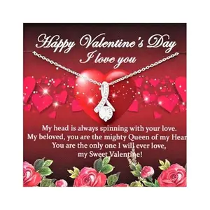 RAKVA 925 Sterling Silver Gift Girlfriend Necklace, Necklace Pendant Cubic Zirconia Valentine Gift Girlfriend My Sweet Valentine!