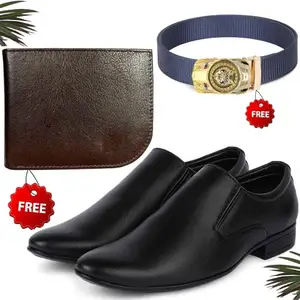 Fashionable Trendy Formal Shoes/Party Shoes/Shoes Combo with Free Wallet & Belt for Men and Boys (BAZAAR2470_TCC-BR-401) Multicolor