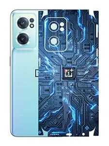 AtOdds - OnePlus Nord CE 2 Mobile Back Skin Rear Screen Guard Protector Film Wrap (Coverage - Back+Camera+Sides) (Circuit)