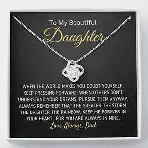 rakva 925 Sterling Silver Gift Daughter Necklace, Gift For Daughter Necklace From Dad, To My Beautiful Daughter Necklace