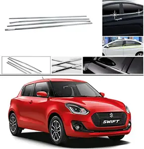 DS ENTERPRISE Lower Window Garnish Chrome for Maruti Swift 2018-2024 Models- Chrome Color (Pack of 4)