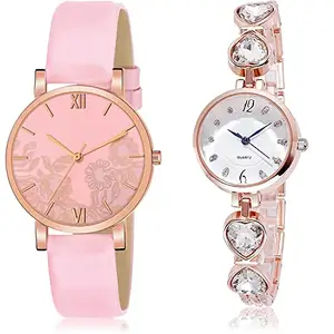 NEUTRON Collegian Analog Pink and White Color Dial Women Watch - G542-G443 (Pack of 2)