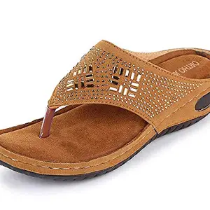 ORTHO JOY Women & Girl Beige Slipper - 4 Uk